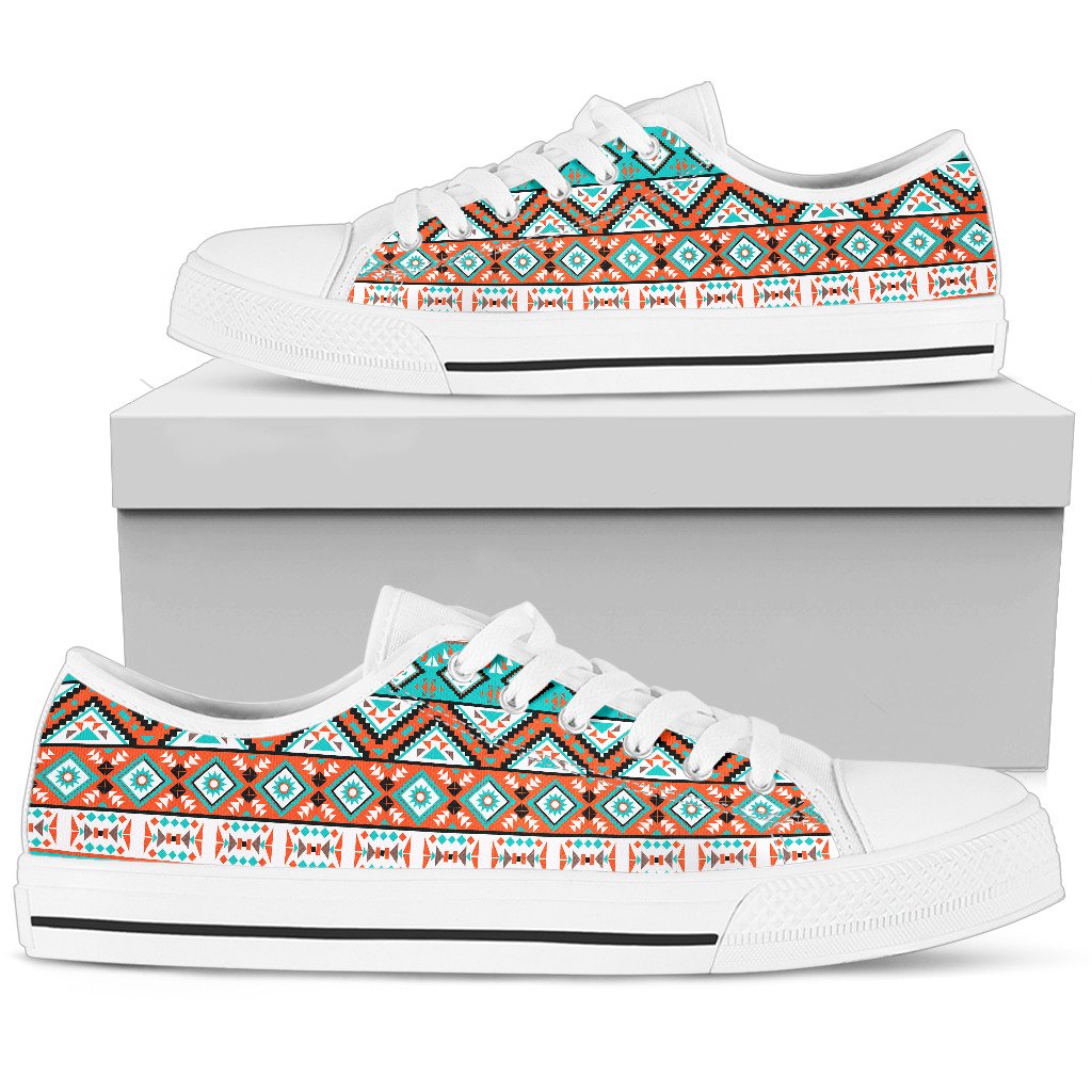 Navajo Style Print Pattern Women Low Top Shoes-JTAMIGO.COM