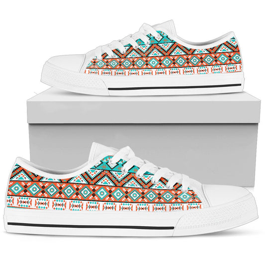 Navajo Style Print Pattern Women Low Top Shoes-JTAMIGO.COM