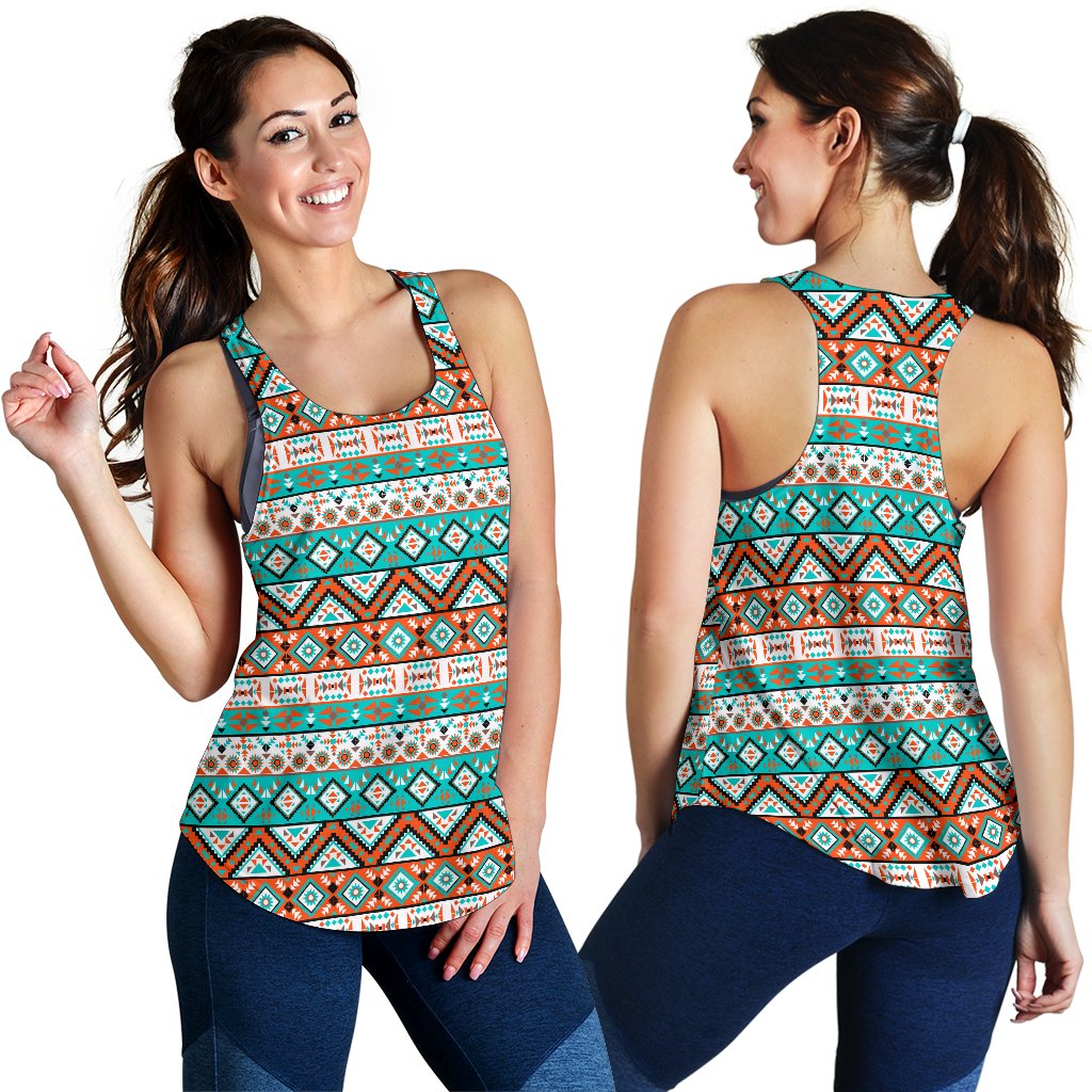 Navajo Style Print Pattern Women Racerback Tank Top