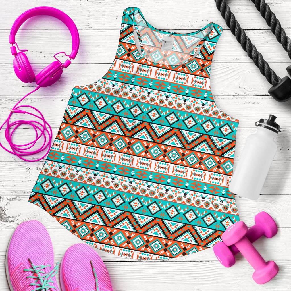 Navajo Style Print Pattern Women Racerback Tank Top