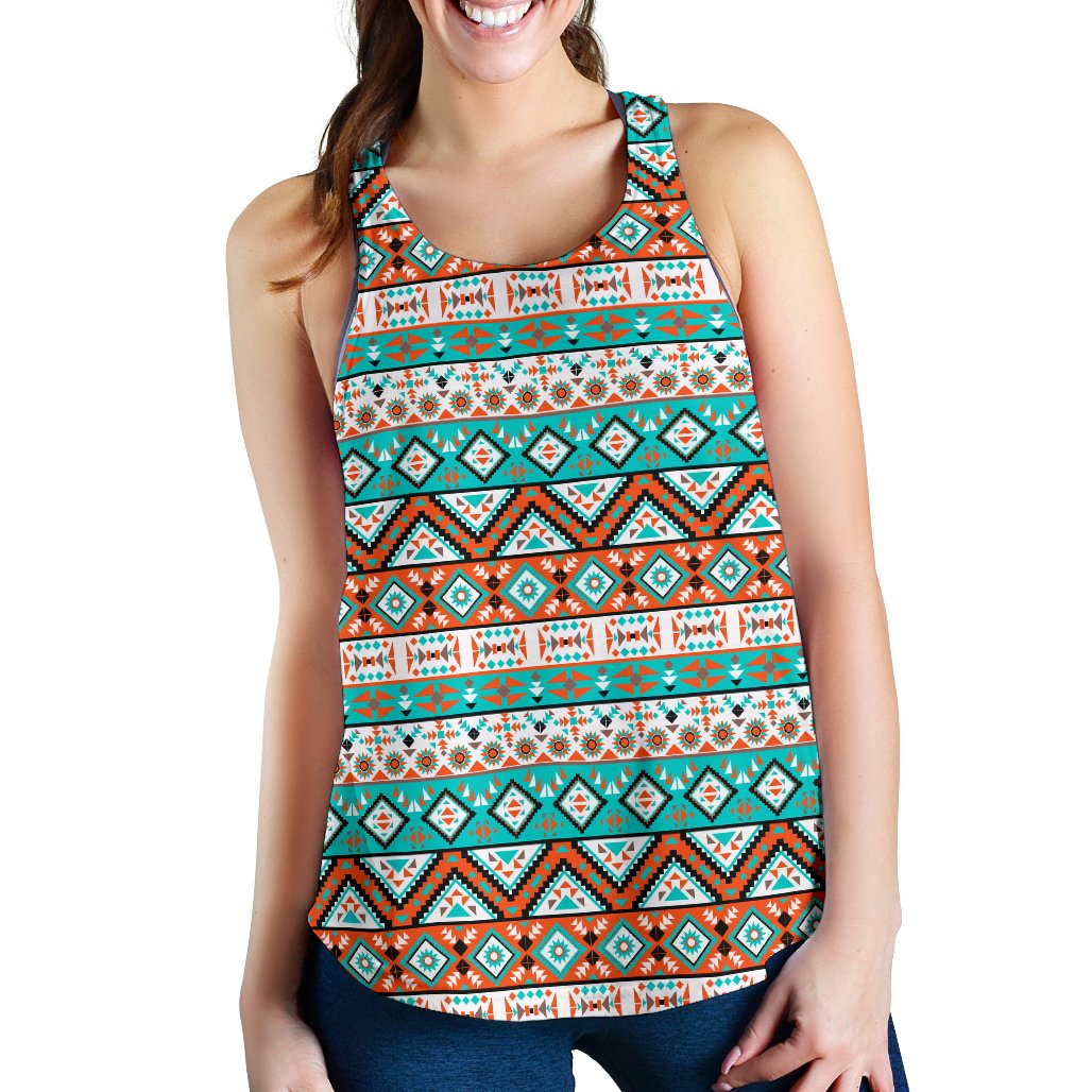Navajo Style Print Pattern Women Racerback Tank Top