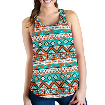 Navajo Style Print Pattern Women Racerback Tank Top