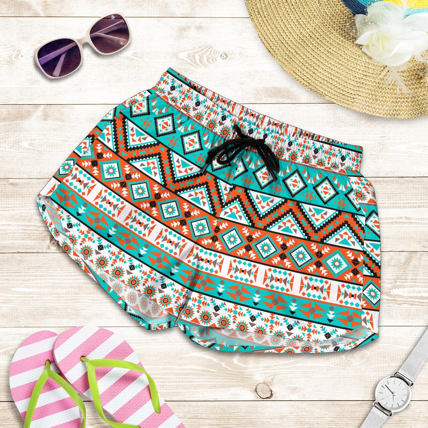 Navajo Style Print Pattern Women Shorts-JTAMIGO.COM