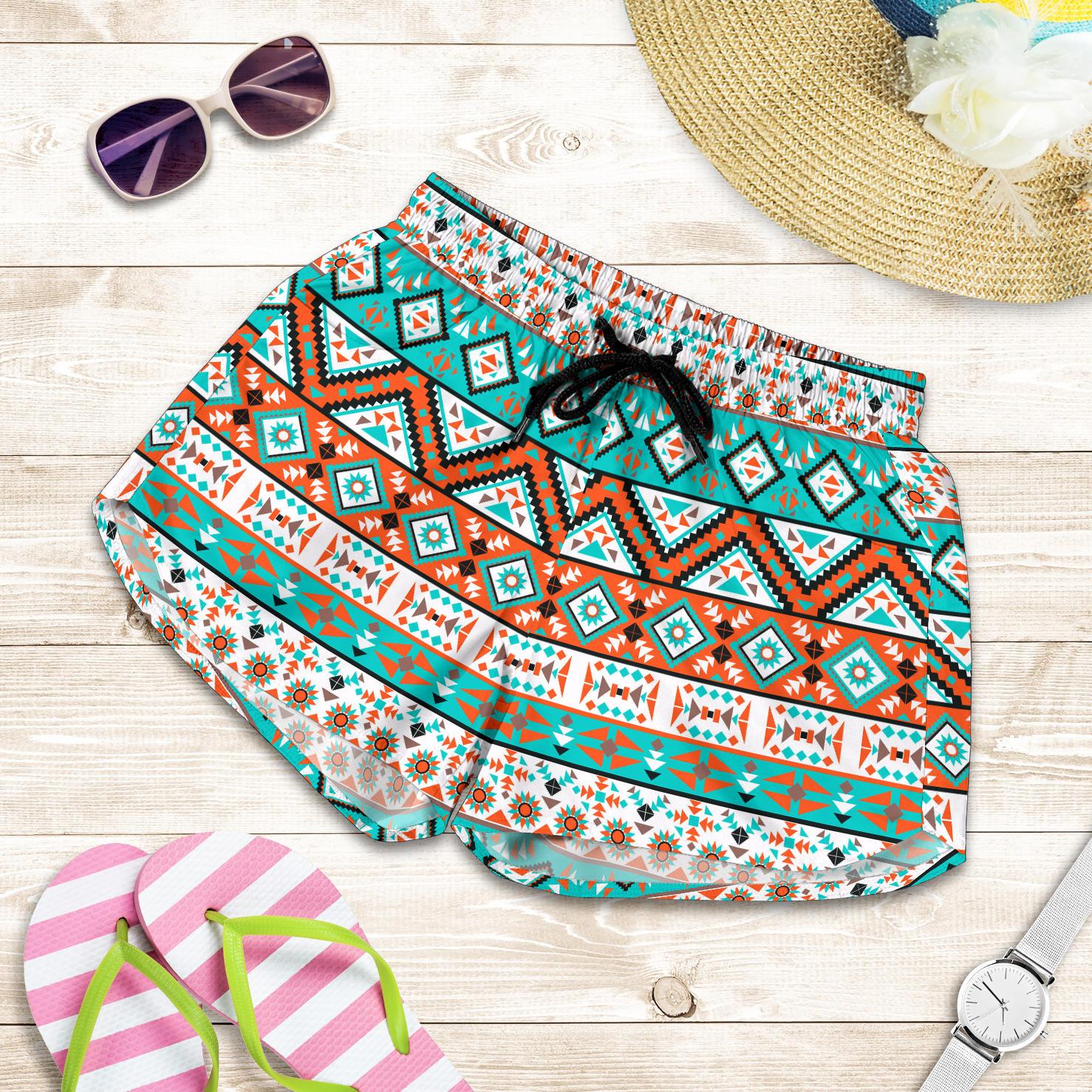 Navajo Style Print Pattern Women Shorts-JTAMIGO.COM