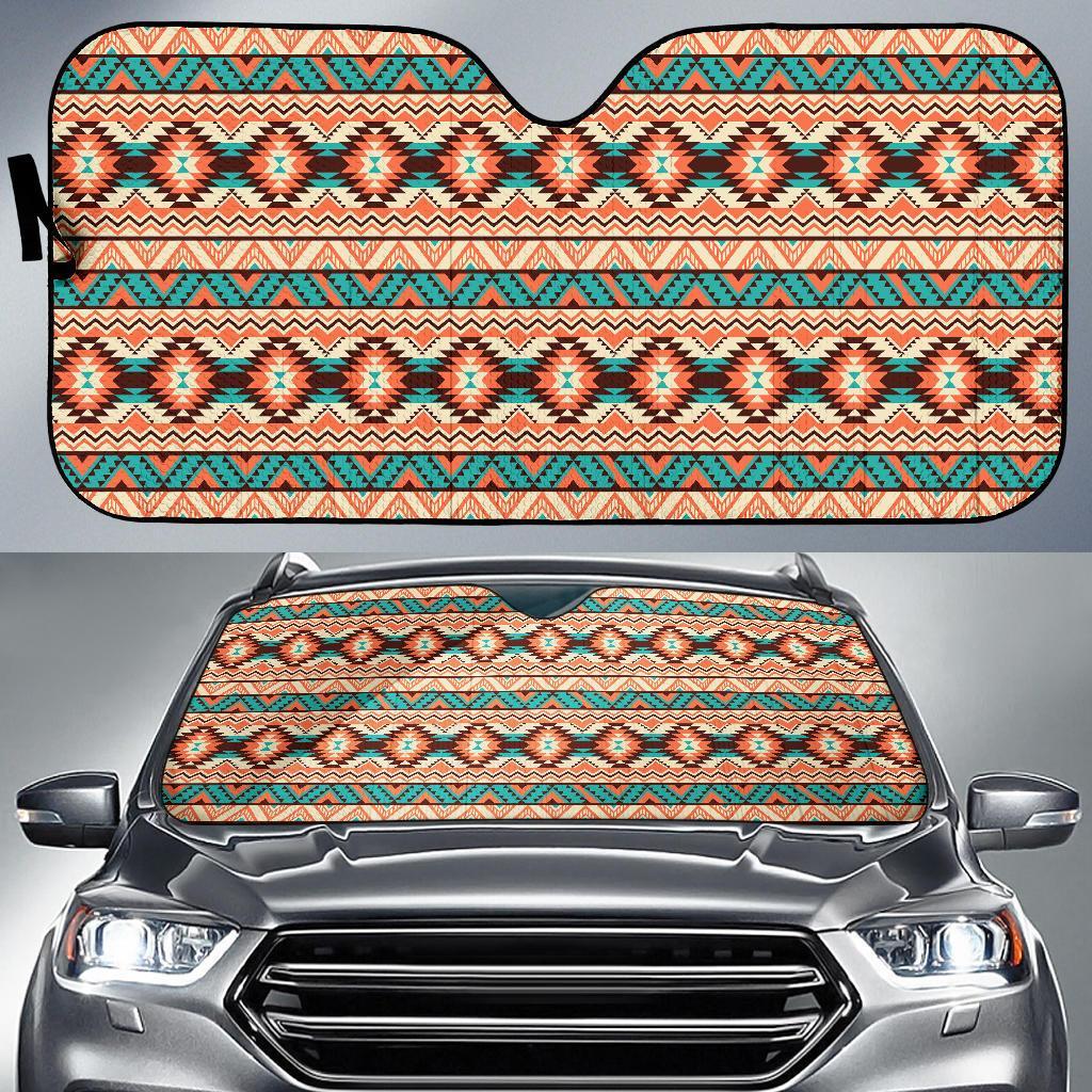 Navajo Western Style Print Pattern Car Sun Shade For Windshield