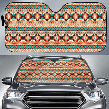 Navajo Western Style Print Pattern Car Sun Shade For Windshield