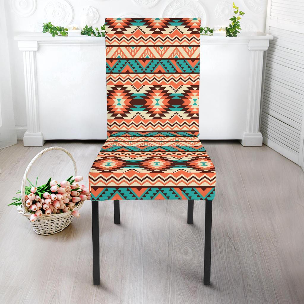 Navajo Western Style Print Pattern Dining Chair Slipcover-JTAMIGO.COM