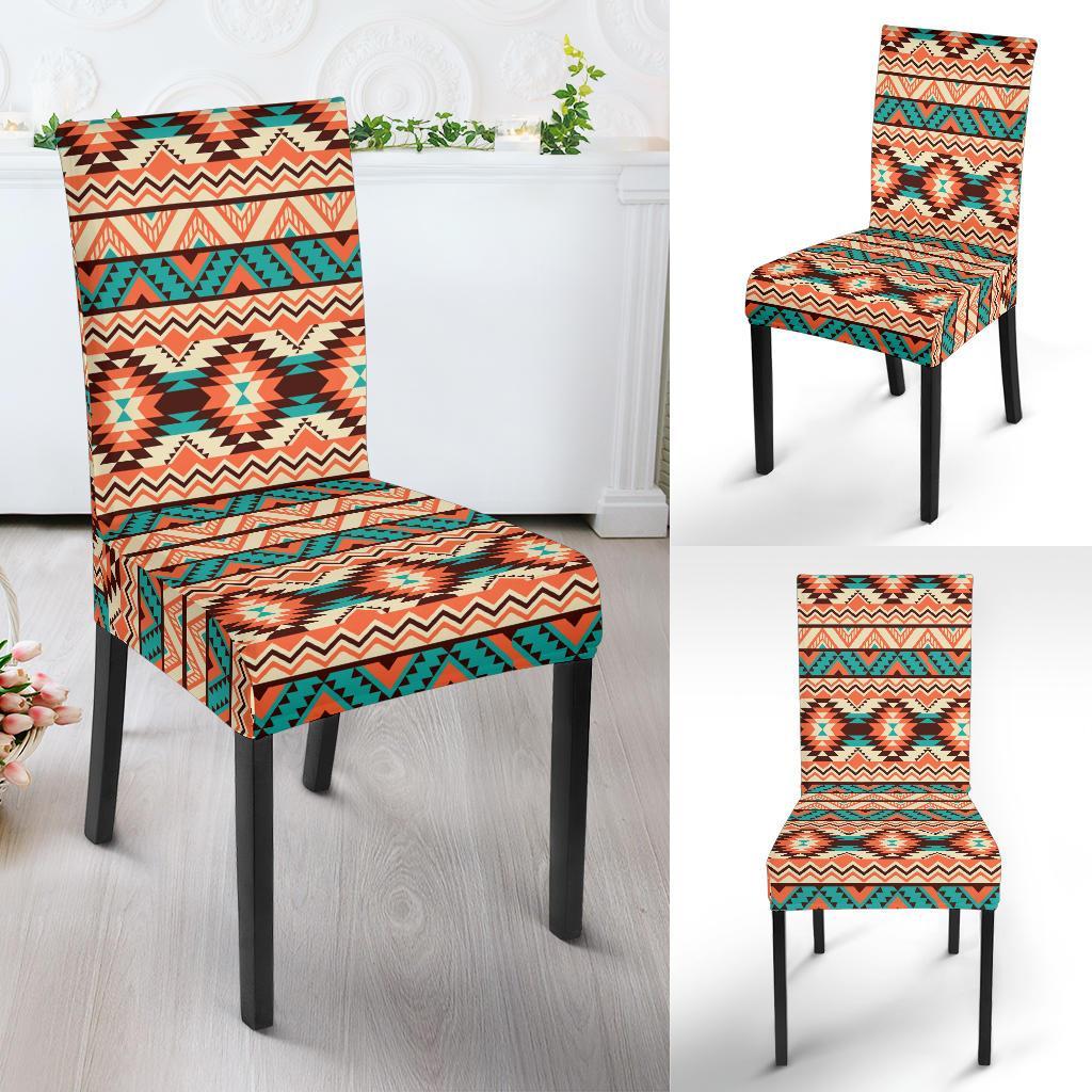 Navajo Western Style Print Pattern Dining Chair Slipcover-JTAMIGO.COM