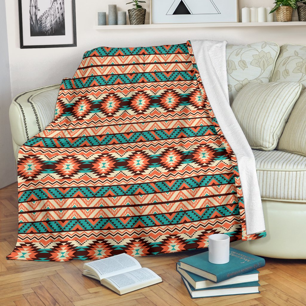 Navajo Western Style Print Pattern Fleece Blanket