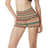 Navajo Western Style Print Pattern High Waisted Spandex Shorts-JTAMIGO.COM