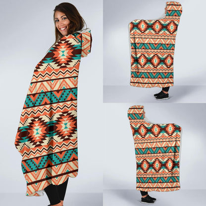 Navajo Western Style Print Pattern Hooded Blanket-JTAMIGO.COM