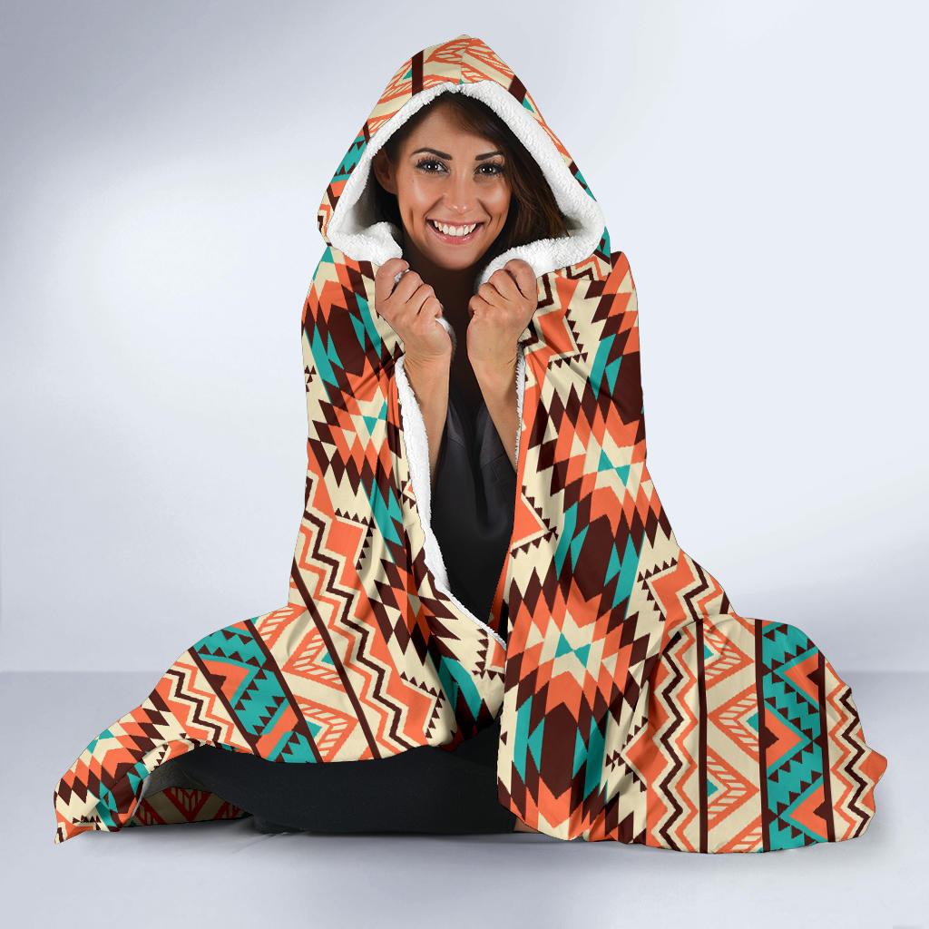 Navajo Western Style Print Pattern Hooded Blanket-JTAMIGO.COM