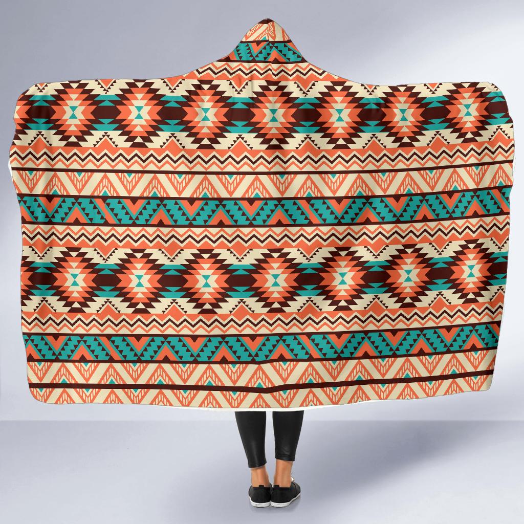 Navajo Western Style Print Pattern Hooded Blanket-JTAMIGO.COM