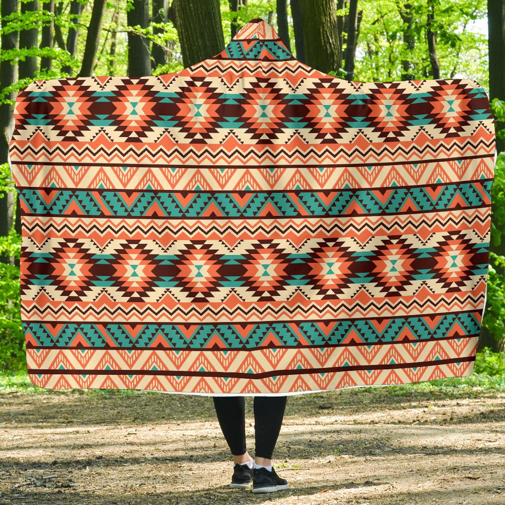 Navajo Western Style Print Pattern Hooded Blanket-JTAMIGO.COM