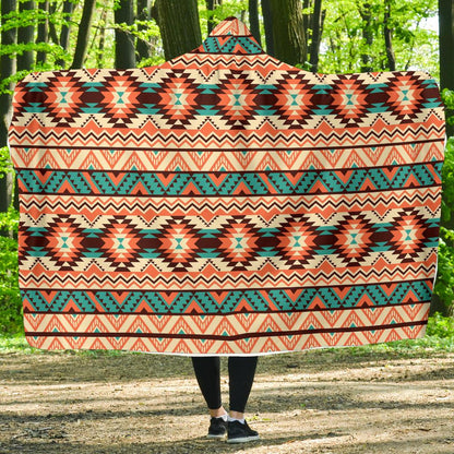 Navajo Western Style Print Pattern Hooded Blanket-JTAMIGO.COM