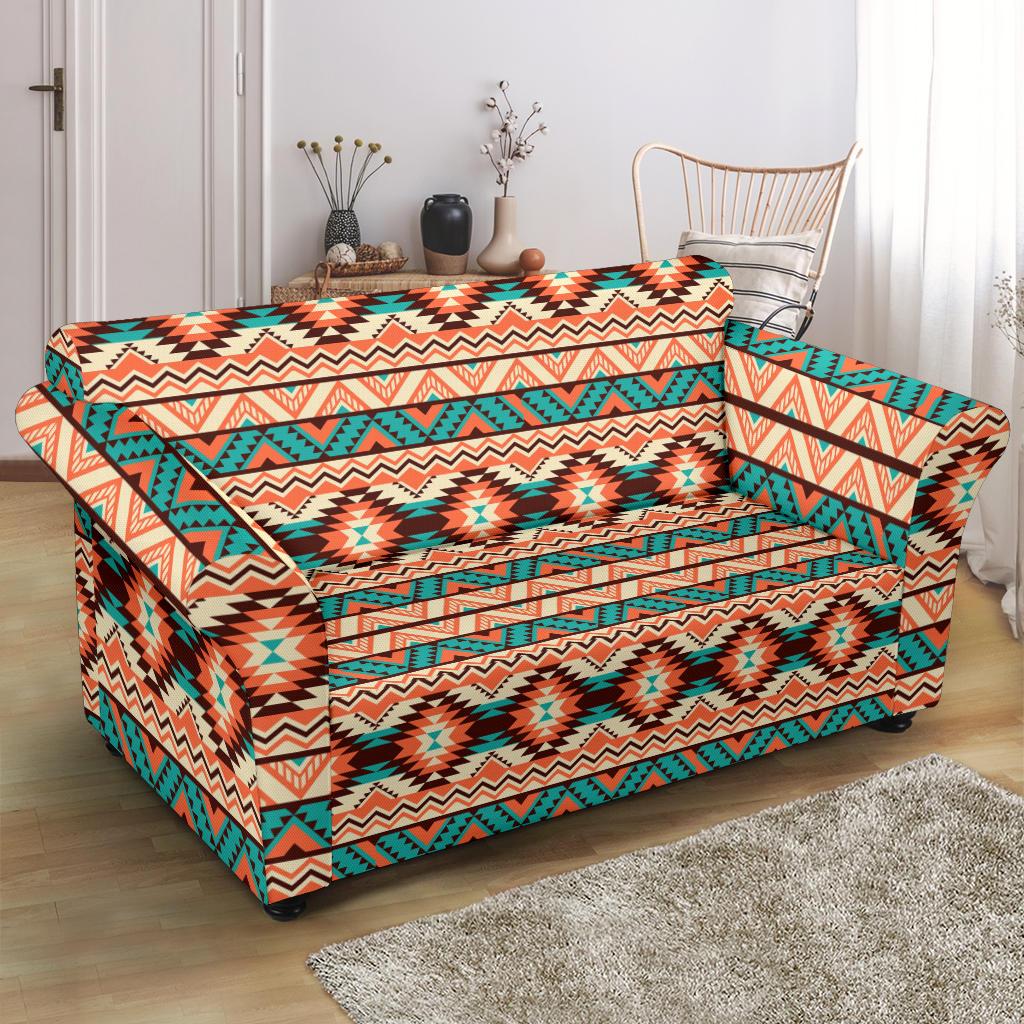 Navajo Western Style Print Pattern Loveseat Slipcover-JTAMIGO.COM
