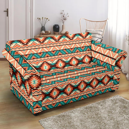 Navajo Western Style Print Pattern Loveseat Slipcover-JTAMIGO.COM