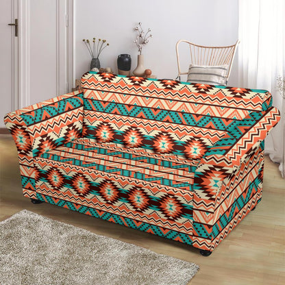 Navajo Western Style Print Pattern Loveseat Slipcover-JTAMIGO.COM
