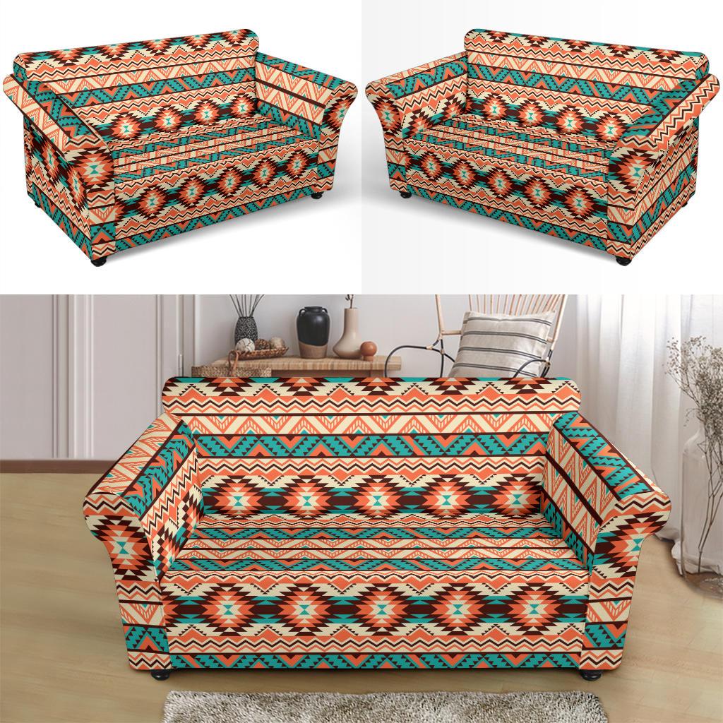 Navajo Western Style Print Pattern Loveseat Slipcover-JTAMIGO.COM