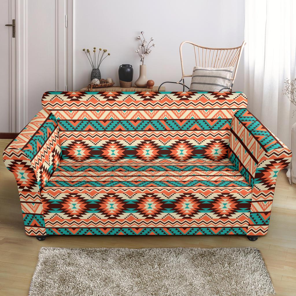 Navajo Western Style Print Pattern Loveseat Slipcover-JTAMIGO.COM