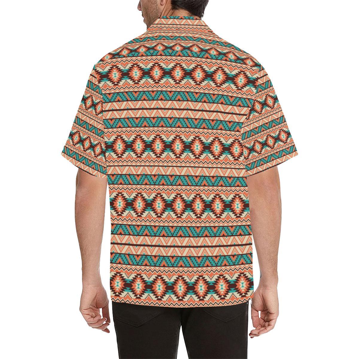 Navajo Western Style Print Pattern Men Aloha Hawaiian Shirt