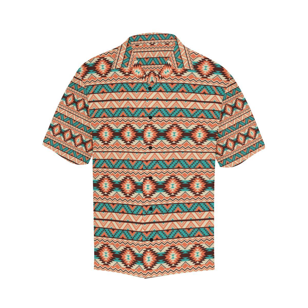 Navajo Western Style Print Pattern Men Aloha Hawaiian Shirt