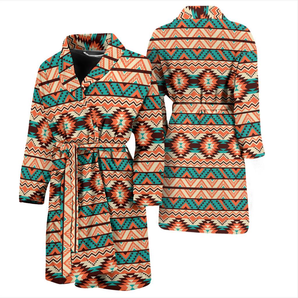 Navajo Western Style Print Pattern Men Bath Robe-JTAMIGO.COM