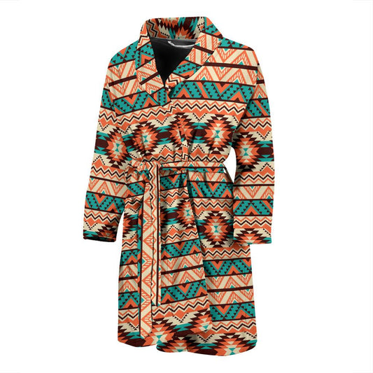 Navajo Western Style Print Pattern Men Bath Robe-JTAMIGO.COM