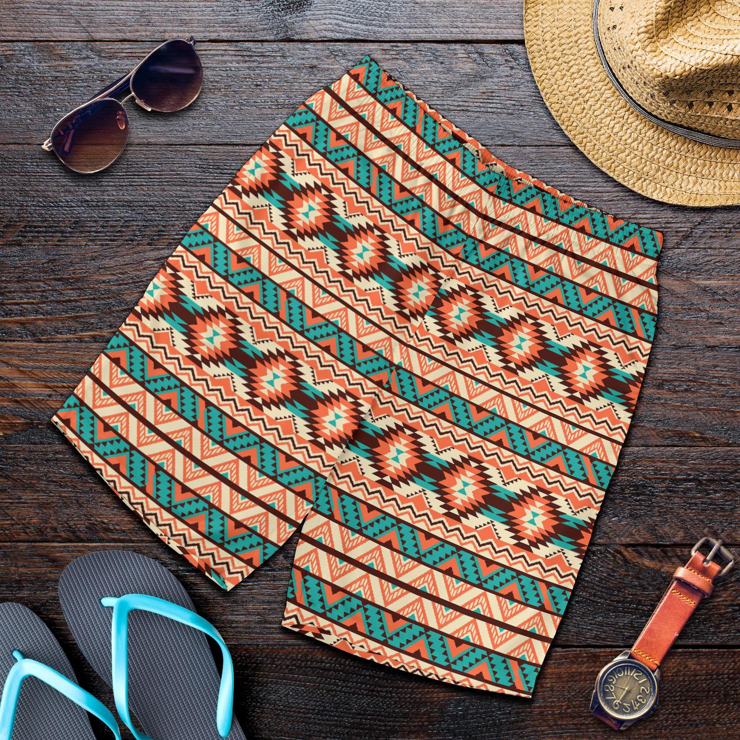 Navajo Western Style Print Pattern Mens Shorts-JTAMIGO.COM
