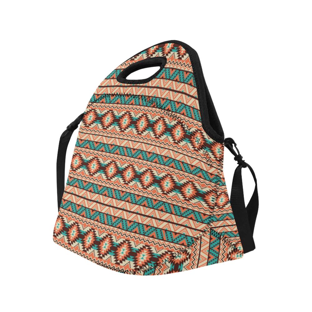 Navajo Western Style Print Pattern Neoprene Lunch Bag (Model 1669)(Large)-JTAMIGO.COM
