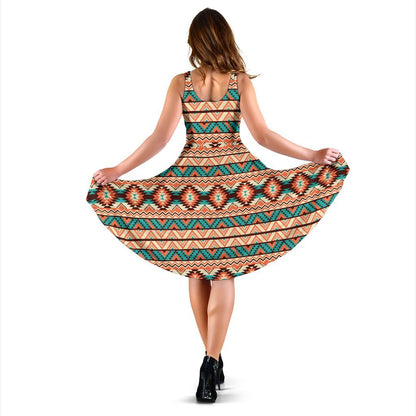 Navajo Western Style Print Pattern Sleeveless Dress