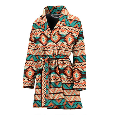 Navajo Western Style Print Pattern Women Bath Robe-JTAMIGO.COM