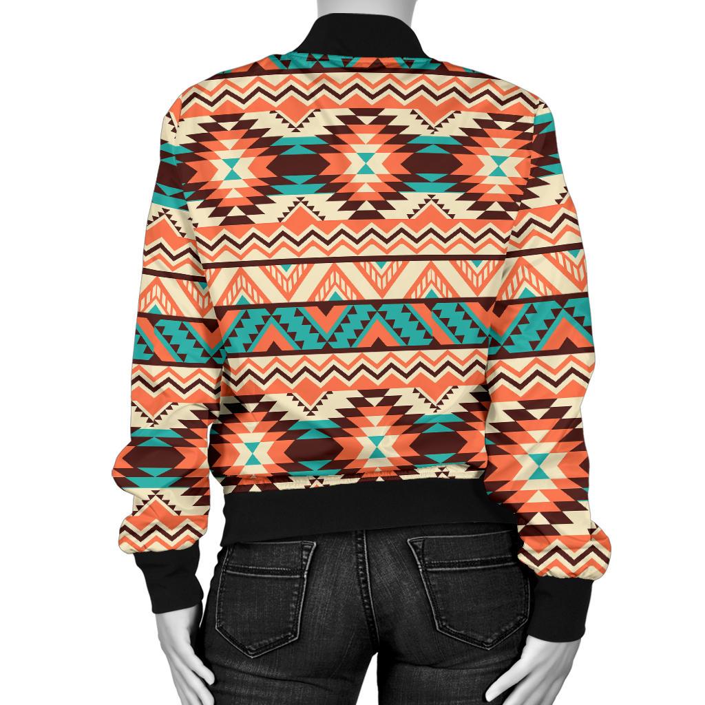 Navajo Western Style Print Pattern Women Casual Bomber Jacket