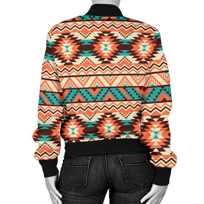 Navajo Western Style Print Pattern Women Casual Bomber Jacket
