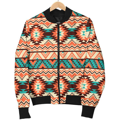Navajo Western Style Print Pattern Women Casual Bomber Jacket
