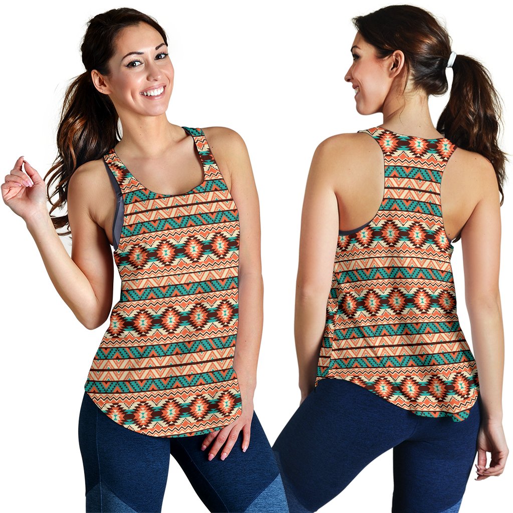 Navajo Western Style Print Pattern Women Racerback Tank Top