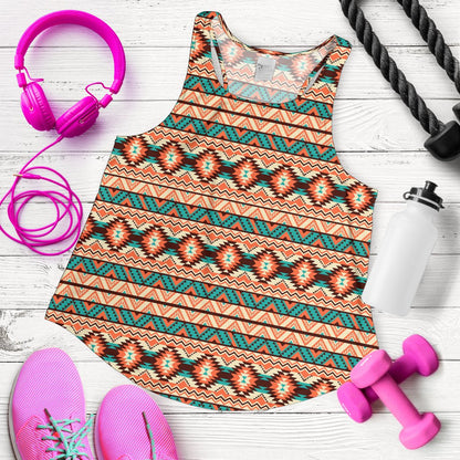 Navajo Western Style Print Pattern Women Racerback Tank Top