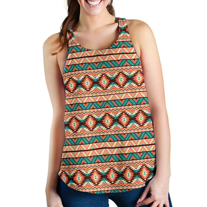 Navajo Western Style Print Pattern Women Racerback Tank Top