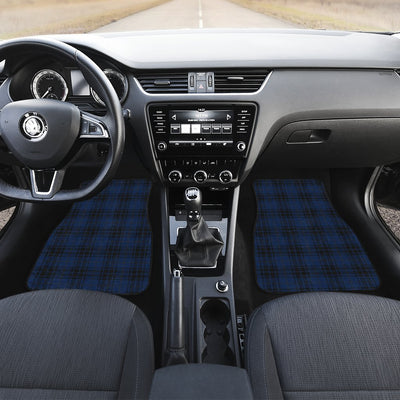 Navy Blue Tartan Plaid Pattern Car Floor Mats