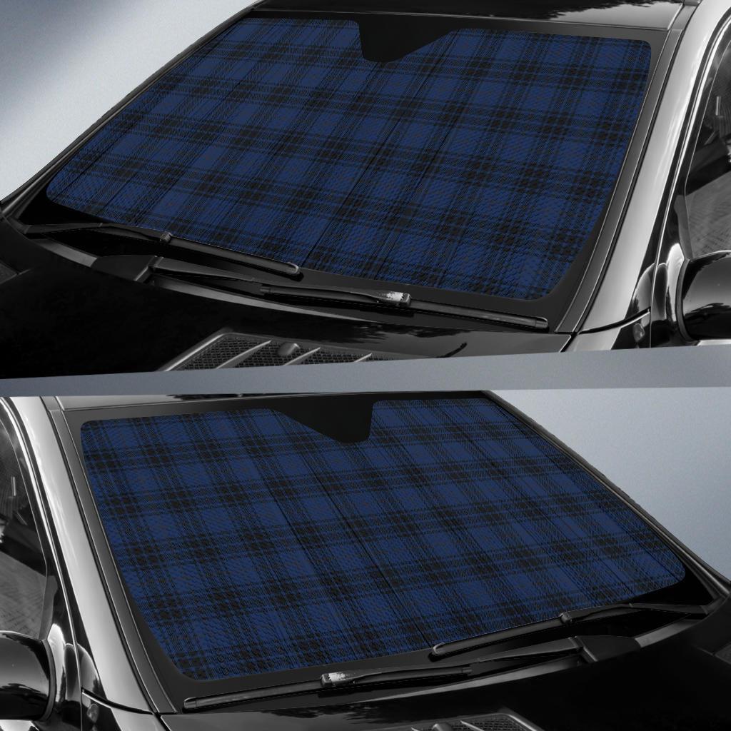 Navy Blue Tartan Plaid Pattern Car Sun Shade For Windshield