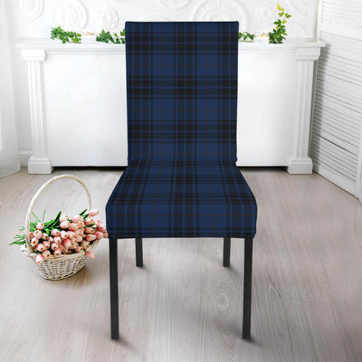 Navy Blue Tartan Plaid Pattern Dining Chair Slipcover-JTAMIGO.COM