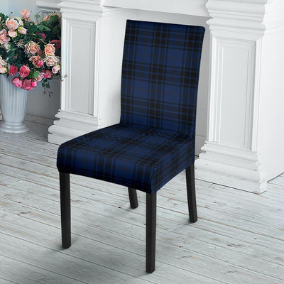 Navy Blue Tartan Plaid Pattern Dining Chair Slipcover-JTAMIGO.COM