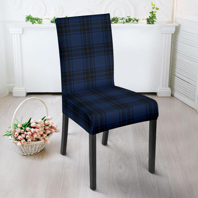 Navy Blue Tartan Plaid Pattern Dining Chair Slipcover-JTAMIGO.COM