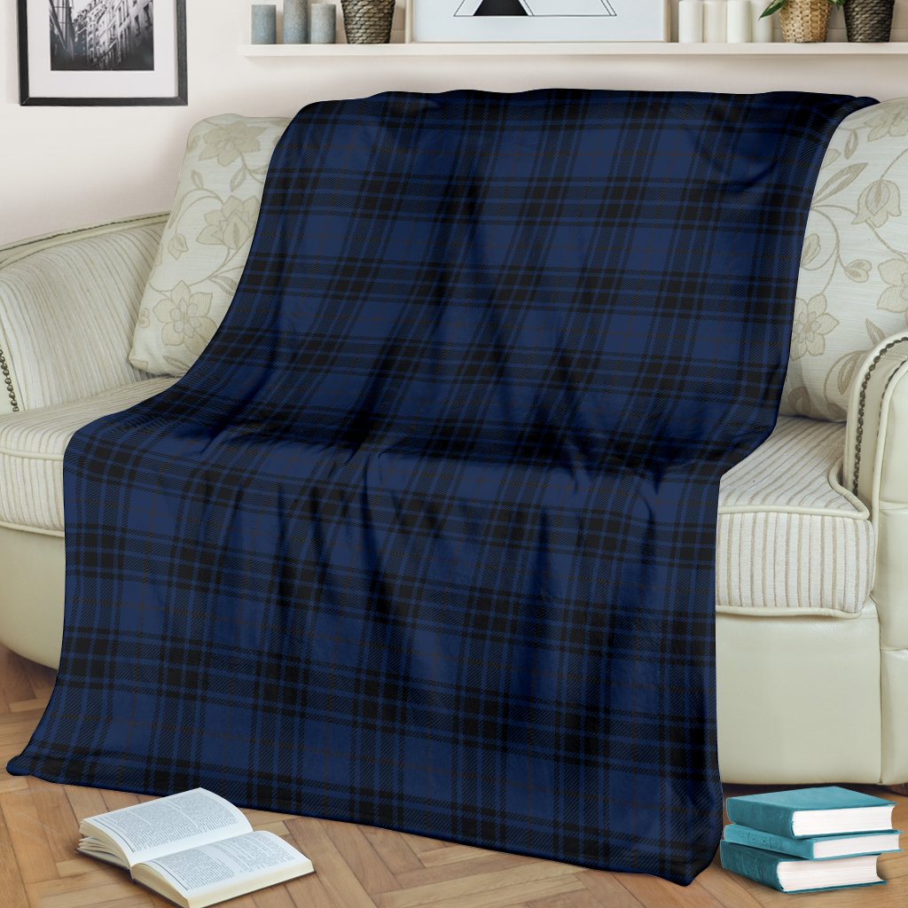Navy Blue Tartan Plaid Pattern Fleece Blanket