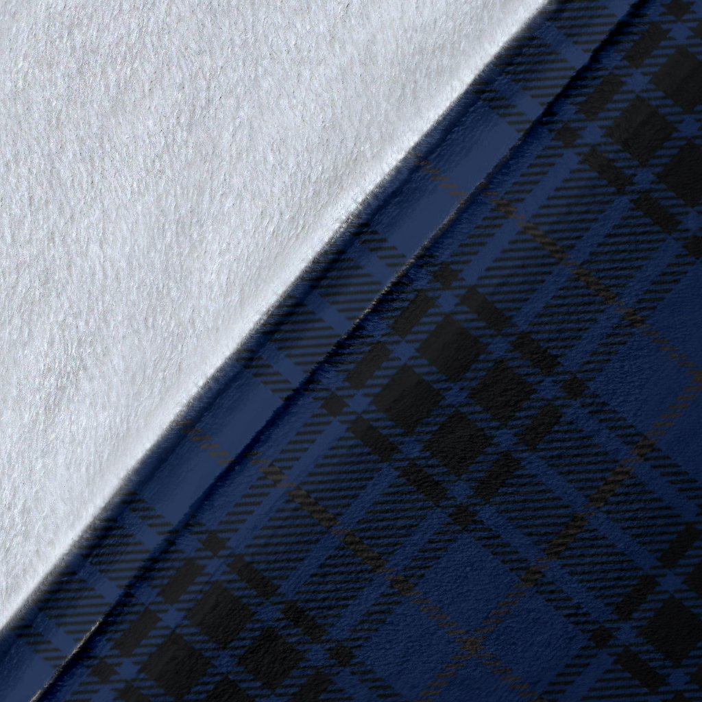 Navy Blue Tartan Plaid Pattern Fleece Blanket