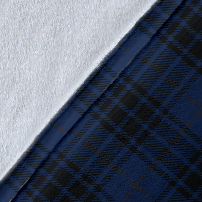 Navy Blue Tartan Plaid Pattern Fleece Blanket