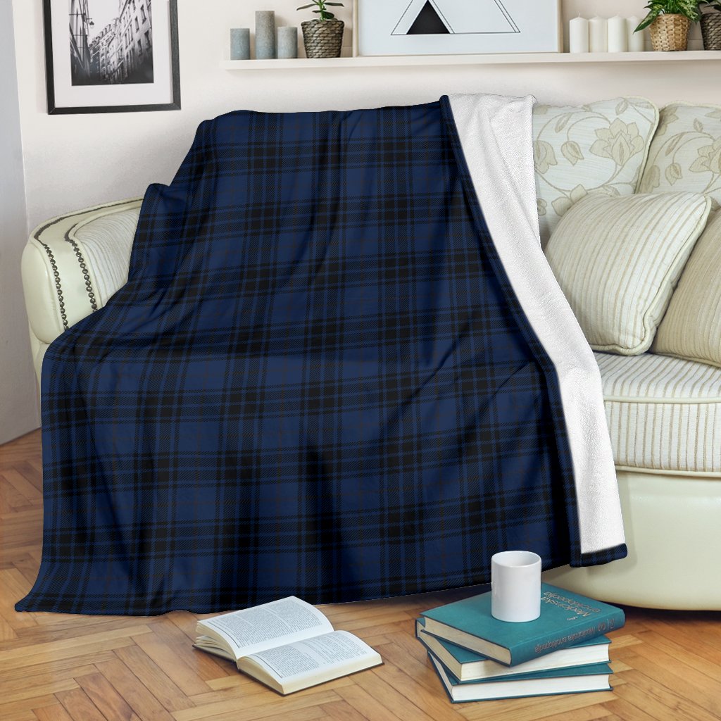 Navy Blue Tartan Plaid Pattern Fleece Blanket