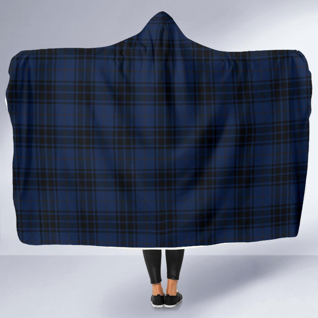 Navy Blue Tartan Plaid Pattern Hooded Blanket-JTAMIGO.COM