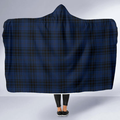 Navy Blue Tartan Plaid Pattern Hooded Blanket-JTAMIGO.COM