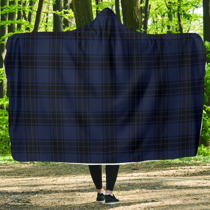 Navy Blue Tartan Plaid Pattern Hooded Blanket-JTAMIGO.COM